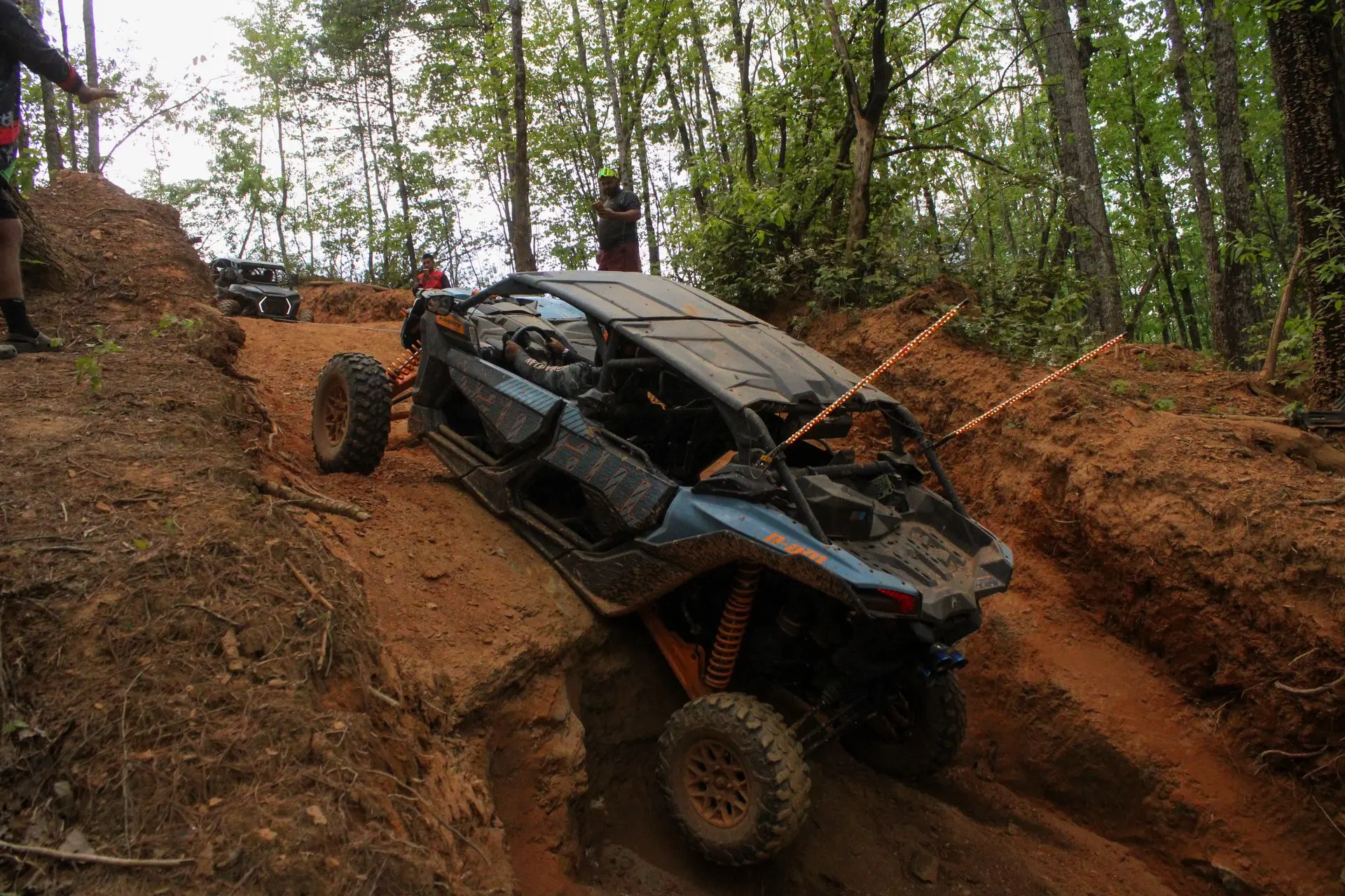 Side-by-Side recovery on a rock at Devil's Crotch at King of the Mountain event at Iron Mountain Park