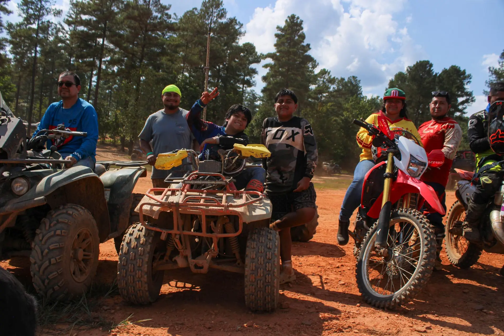 Riders with ATVs and dirt bikes at Las Americas, Iron Mountain Park
